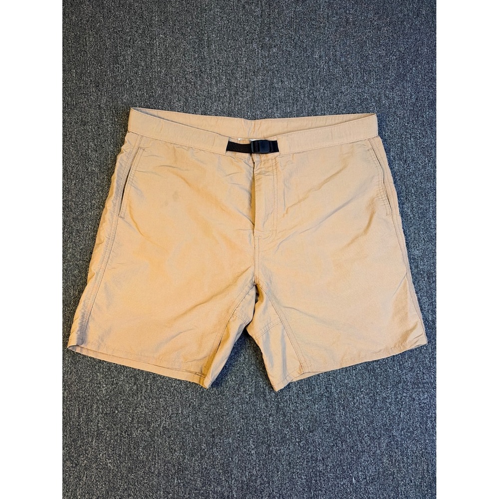 Topo Designs River Shorts Mens XL Khaki Tan Nylon Belted Hiking Swim Made in USA